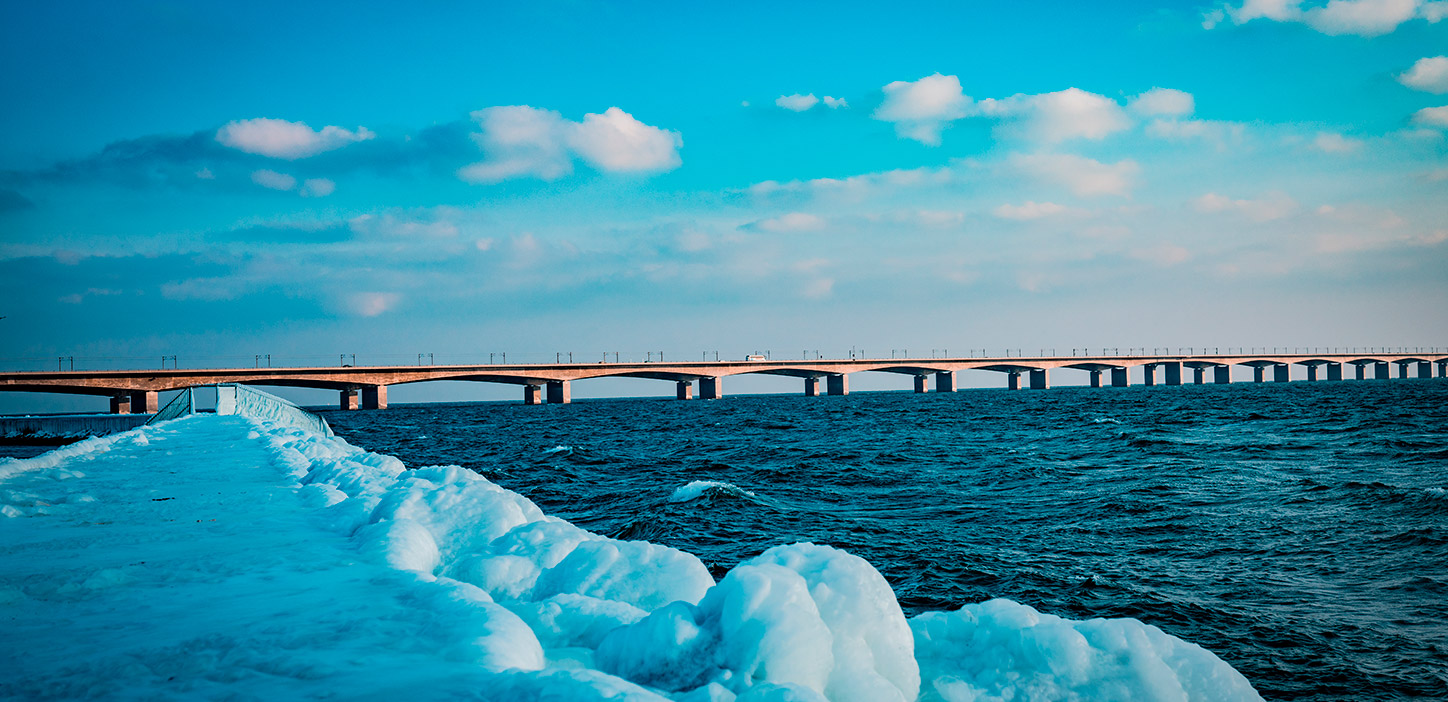 Nyborg Fyn Denmark Winter The Great Belt Bridge