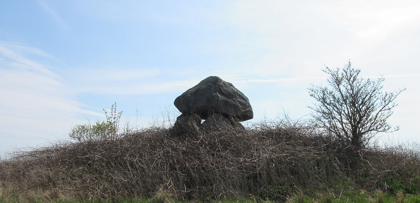 Skulørstenen og Skramgården er borte men den ene gravhøj står stadig