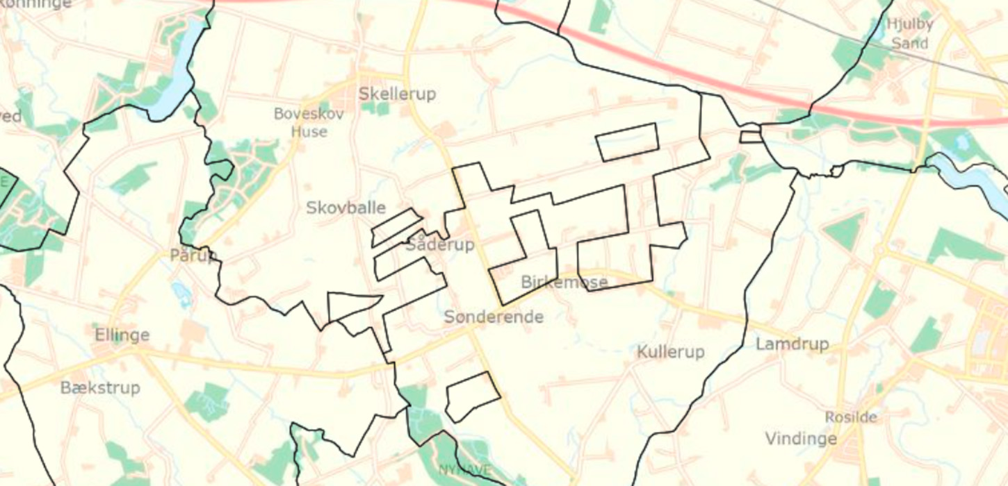 Sognegrænsen omkring Såderup frem til 1700'eme