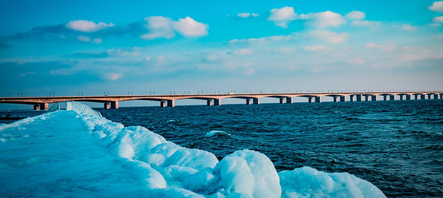 Nyborg Fyn Denmark Winter The Great Belt Bridge
