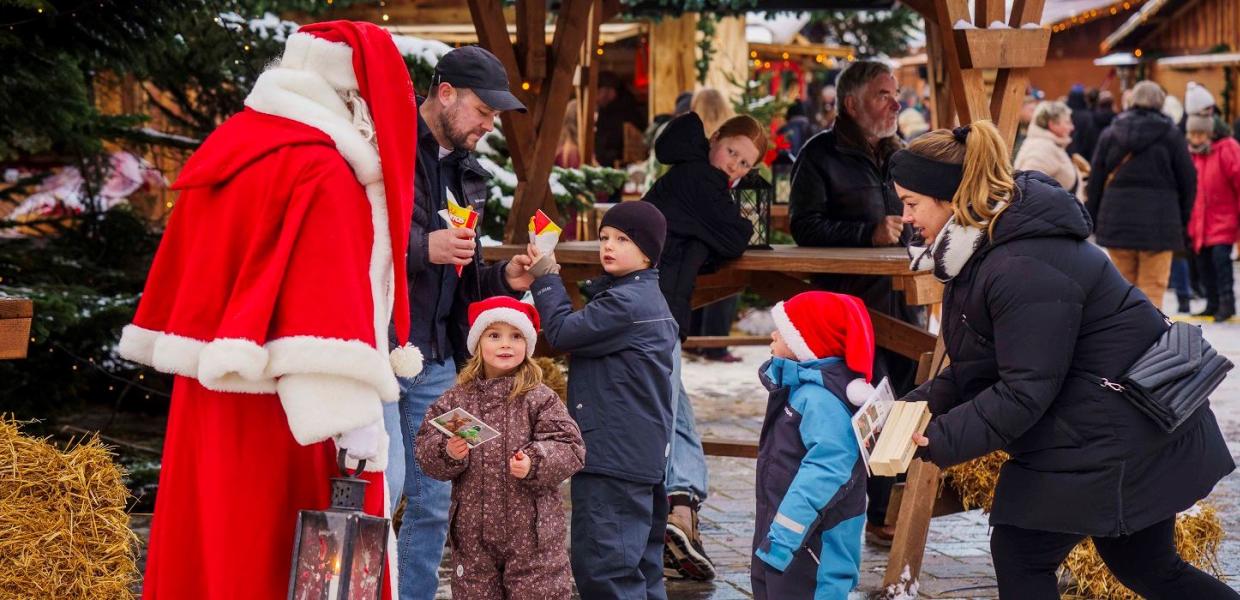 Santa greets all the children at the Christmas market in Nyborg