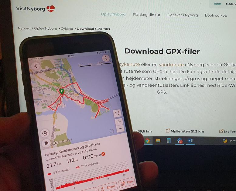 Download GPX-filer af cykel- og vandreruter i Nyborg til din smartphone